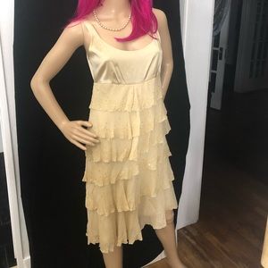 DVF 100% silk cream cocktail/formal evening dress